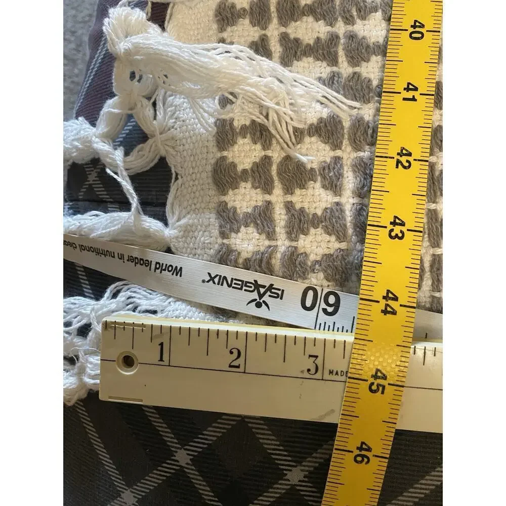 Vintage Cotton TerryCloth Chenille ThrowBlanket Fringe 63x45” Multicolor Cottage
